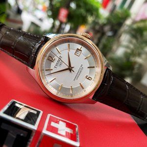 Tissot Luxury Rose Gold PVD Leather Watch